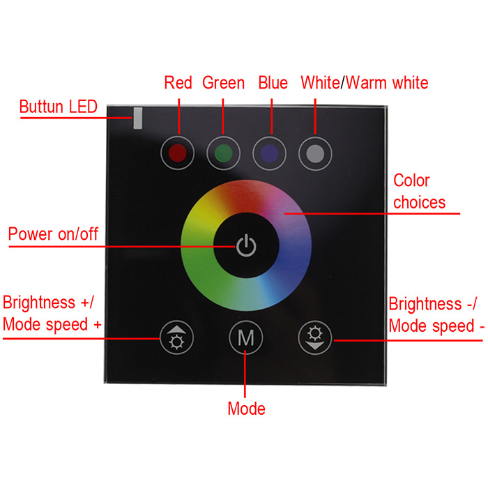 High voltage AC110/220V 600/720W RGB Touch Panel Controller remote control For AC110/220V RGB LED Strips High voltage AC110/220V 600/720W RGB Touch Panel Controller remote control For AC110/220V RGB LED Strips